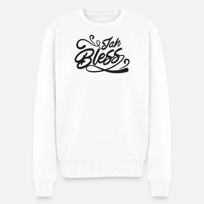Jah Bless Script - Pull Premium bio Homme - blanc