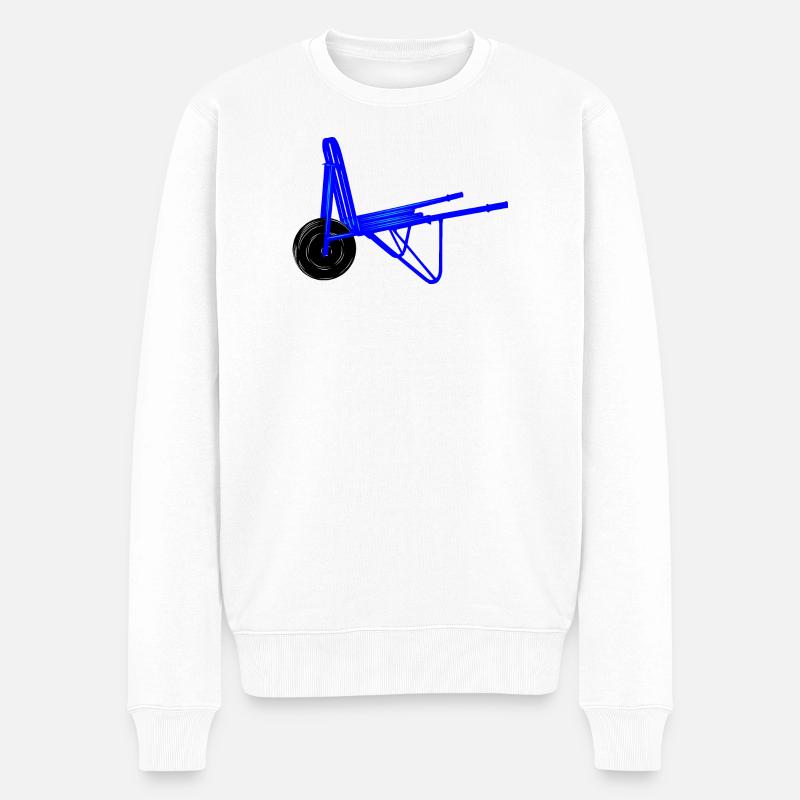 Pflasterstein-Schubkarren-Logo - Männer Premium Bio Pullover - Weiß