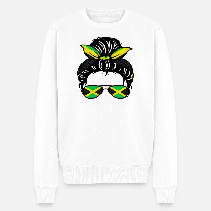 Lunettes de soleil Jamaïque drapeau - Pull Premium bio Homme - blanc