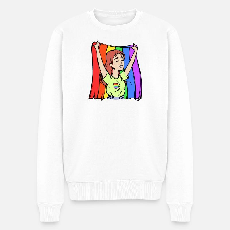 Gleichberechtigung Lgbt Regenbogenfahne Homo - Männer Premium Bio Pullover - Weiß