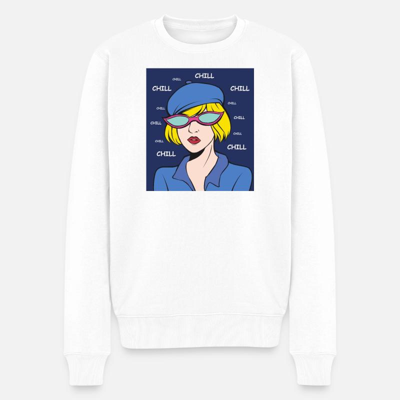 Chill Pop Art Lady - Pull Premium bio Homme - blanc