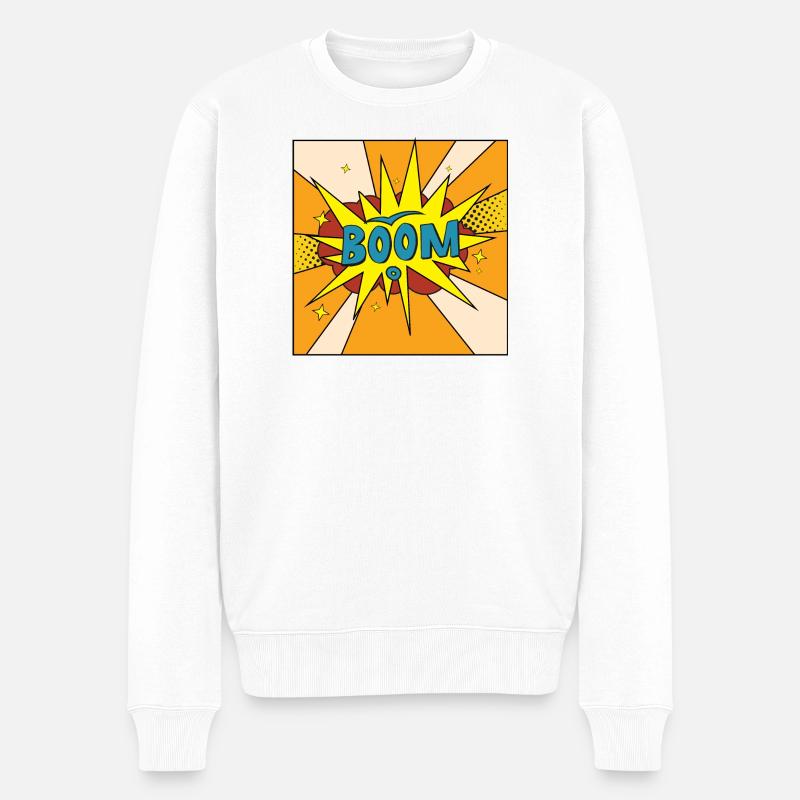 Boom Comic Explosion Stil - Männer Premium Bio Pullover - Weiß
