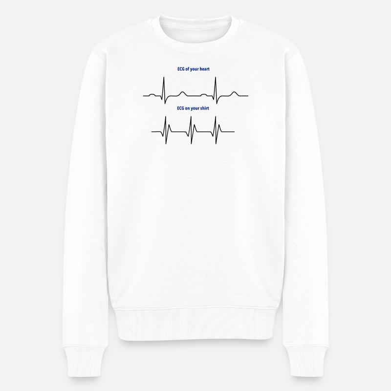 Elektrokardiogramm (EKG) echter Rhythmus vs. Mode - Männer Premium Bio Pullover - Weiß