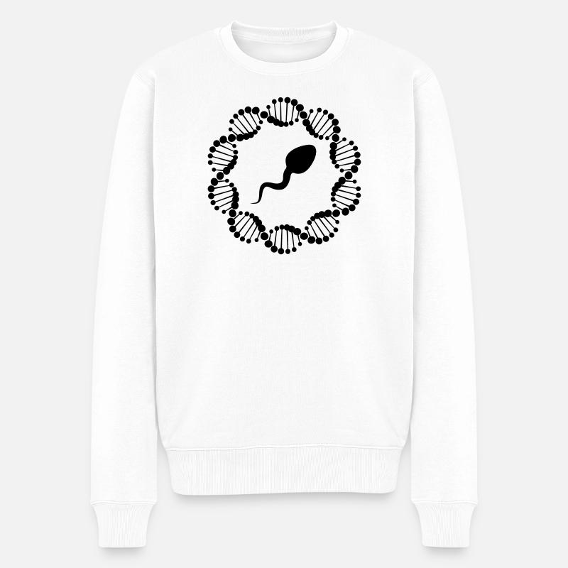 DNA-Strang im Kreis mit Spermien - Männer Premium Bio Pullover - Weiß