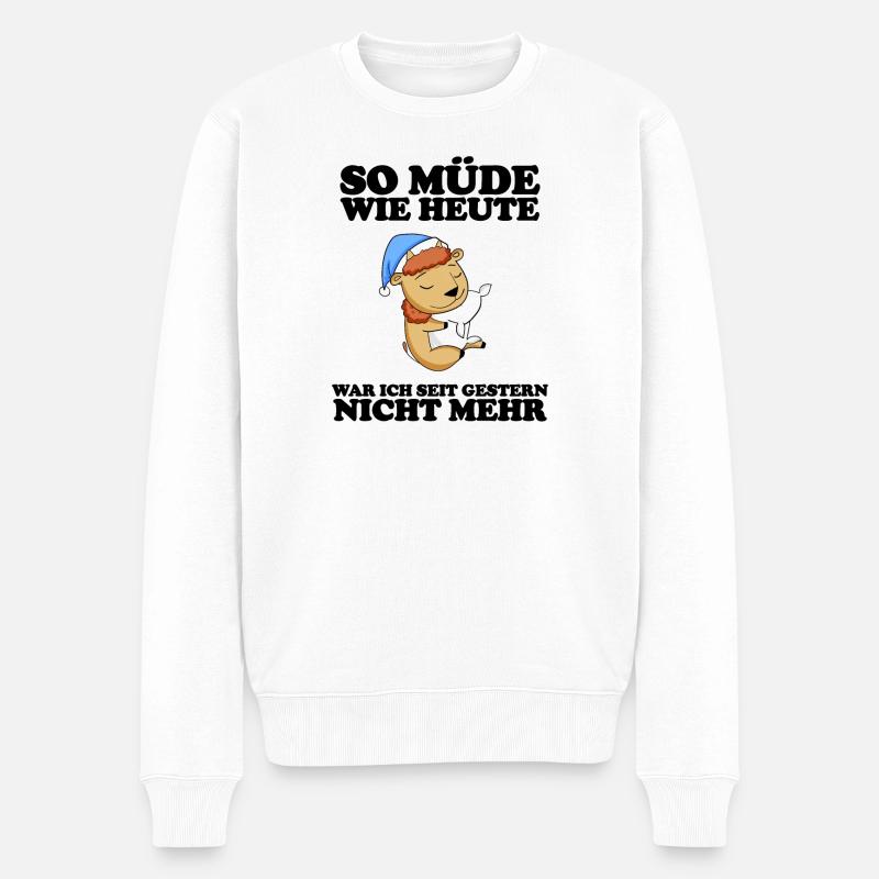 Müde Spruch lustig - Männer Premium Bio Pullover - Weiß