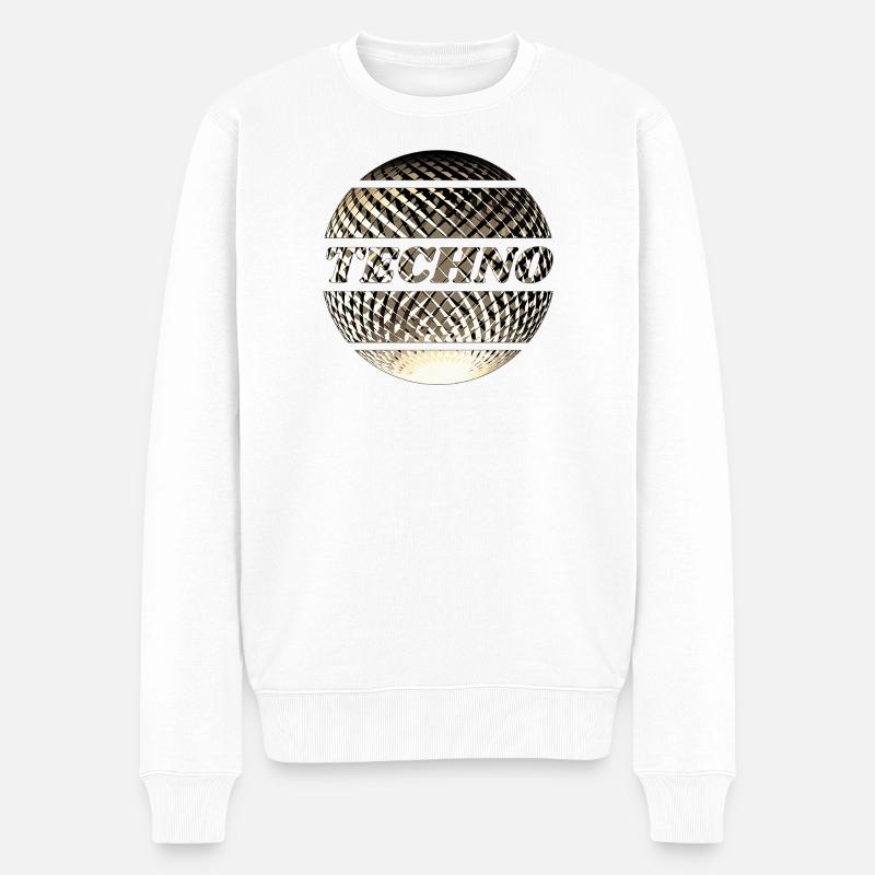 Techno Diskokugel gold - Männer Premium Bio Pullover - Weiß