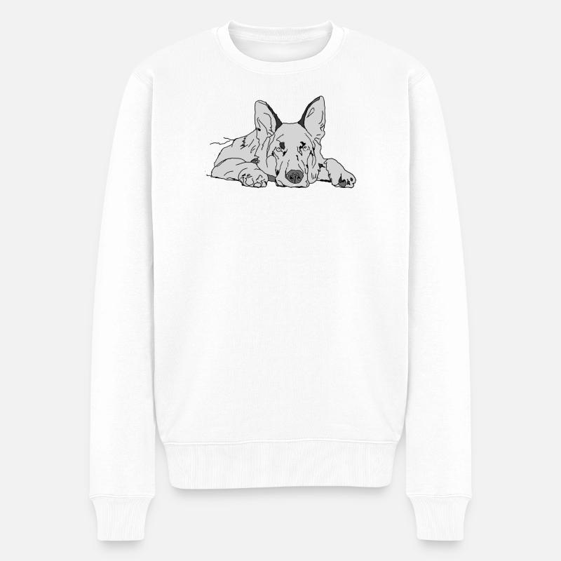 Schäferhund - Männer Premium Bio Pullover - Weiß