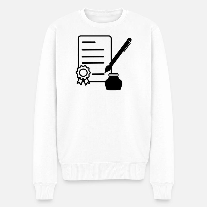 Contrat avec joint laqué - Pull Premium bio Homme - blanc