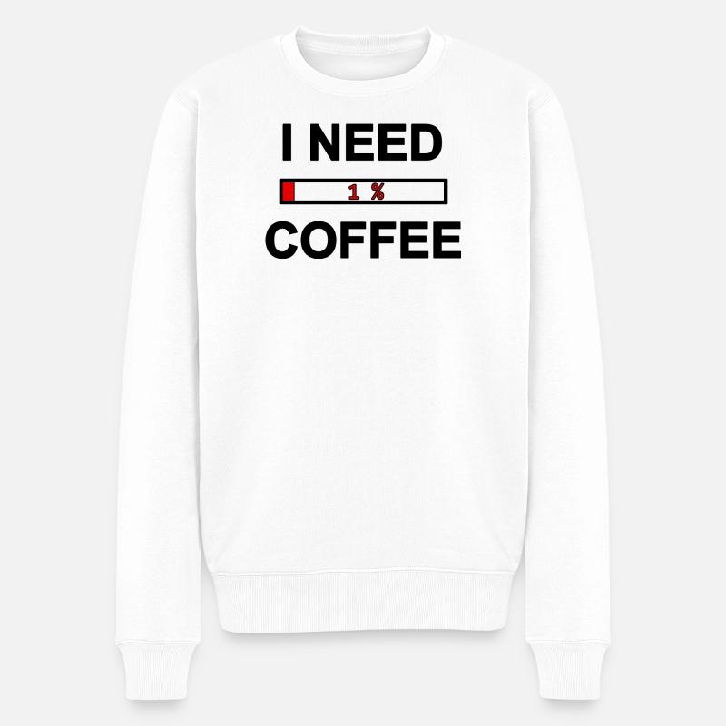 I Need Coffee low energy - Pull Premium bio Homme - blanc