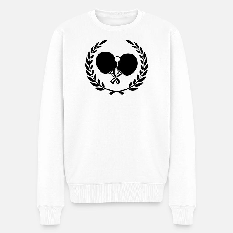 Tischtennis-Logo im Lorbeerkranz - Männer Premium Bio Pullover - Weiß