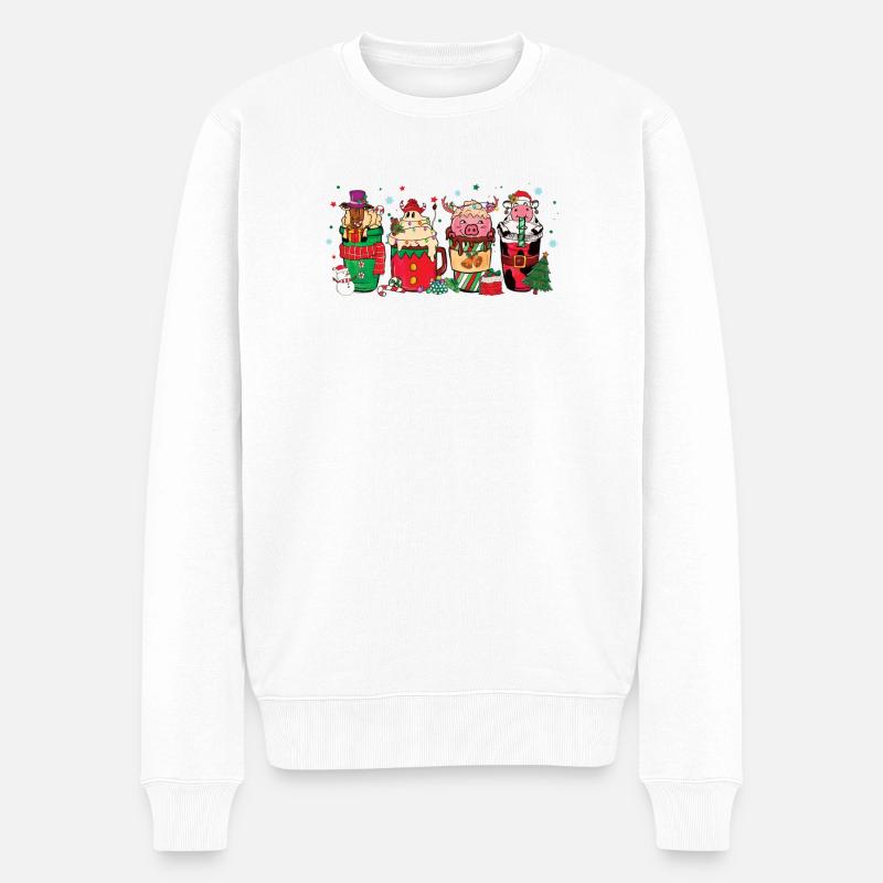 Weihnachts-kaffeetasse - Männer Premium Bio Pullover - Weiß