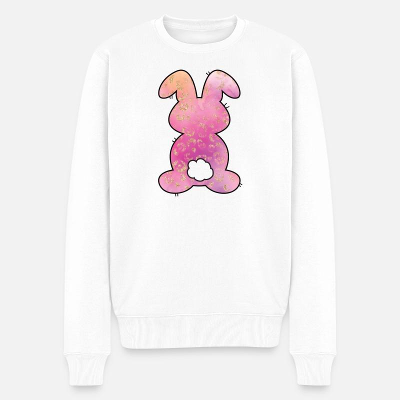 Lapin de Pâques à motif léopard - Pull Premium bio Homme - blanc
