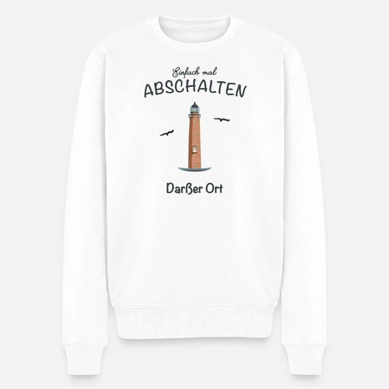 Darßer Ort, Ostseeküste Fischland- Darß- Zingst - Männer Premium Bio Pullover - Weiß