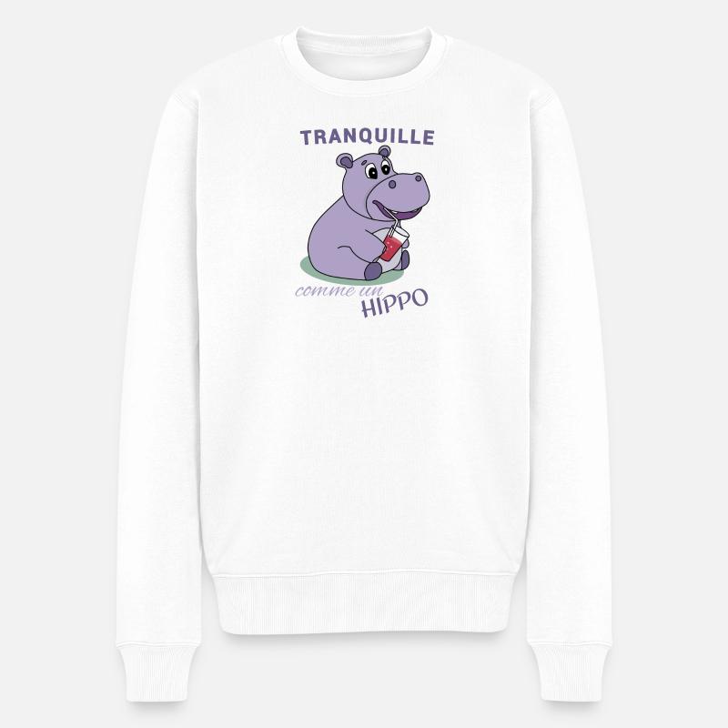 Tranquille comme un Hippo - Pull Premium bio Homme - blanc