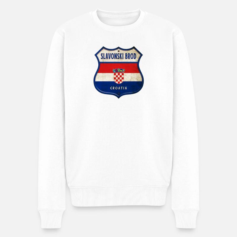 Slavonski Brod Croatie Drapeaux Armoiries - Pull Premium bio Homme - blanc