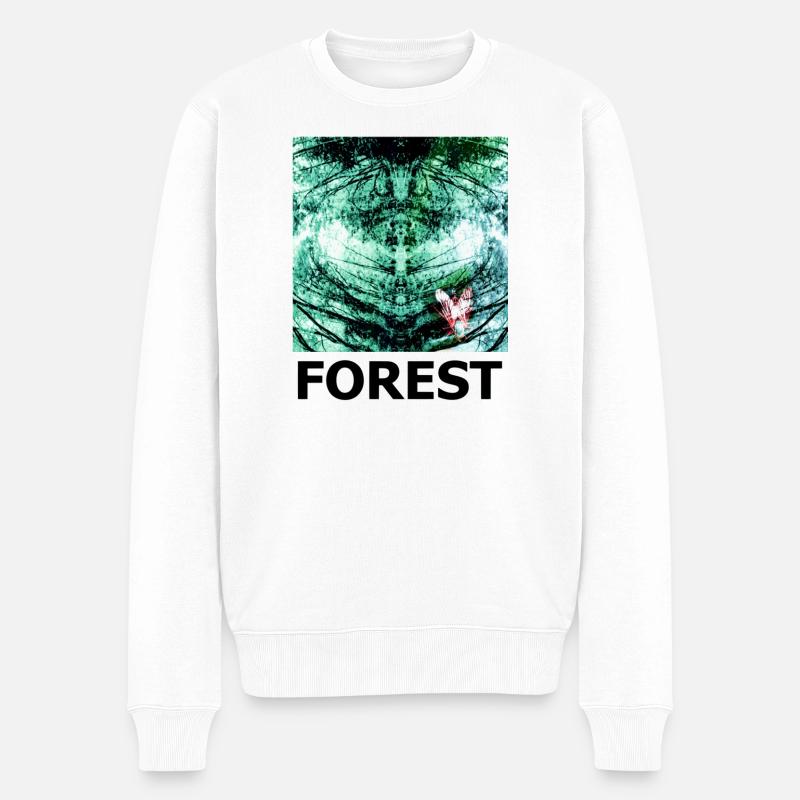 Wald Kaleidoskop FOREST - Männer Premium Bio Pullover - Weiß