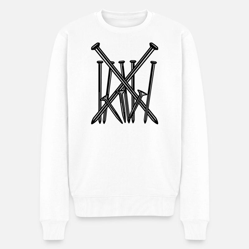 Nägel - Männer Premium Bio Pullover - Weiß