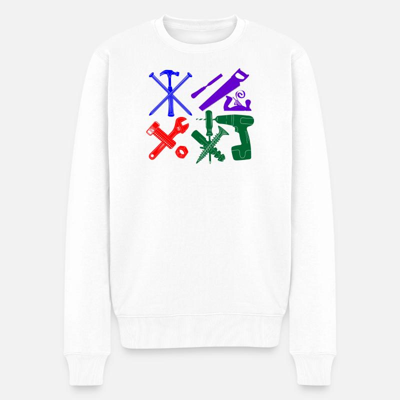 Farbe des Bauarbeiterwerkzeugs - Männer Premium Bio Pullover - Weiß