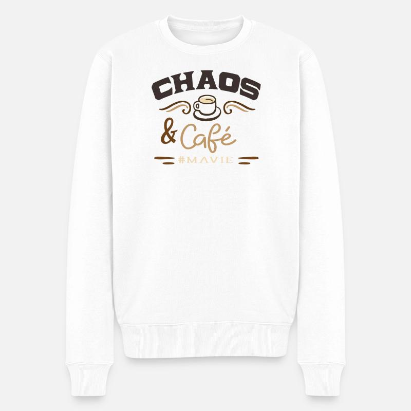 chaos et café #mavie - Pull Premium bio Homme - blanc