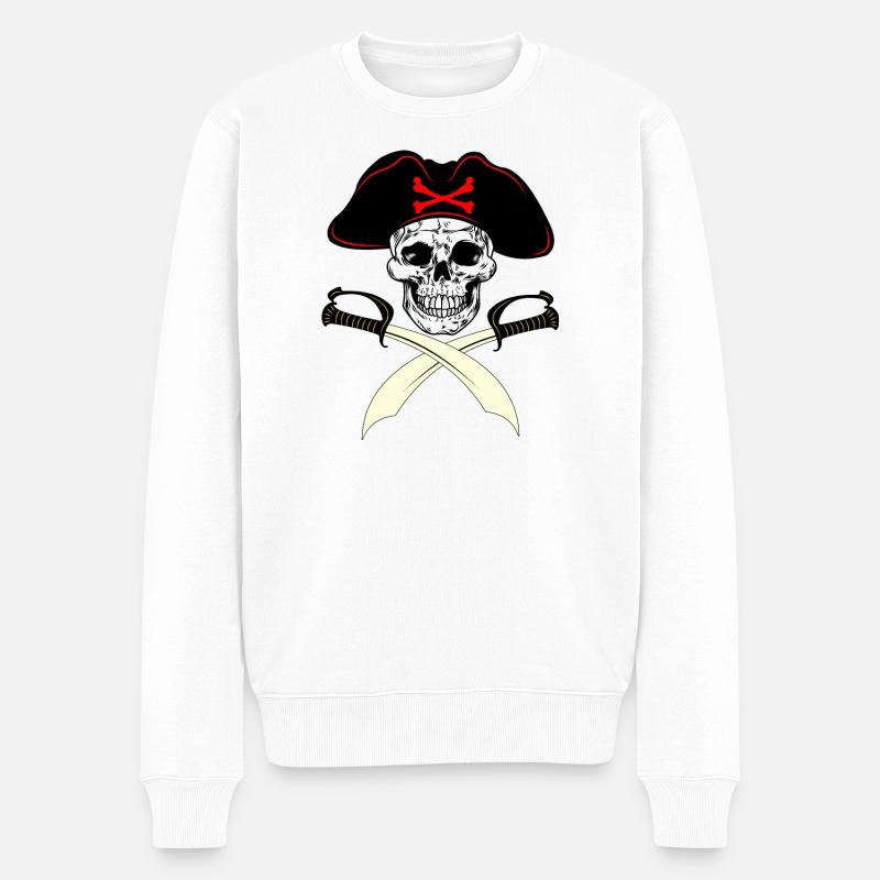 Totenkopf-Pirat - Männer Premium Bio Pullover - Weiß