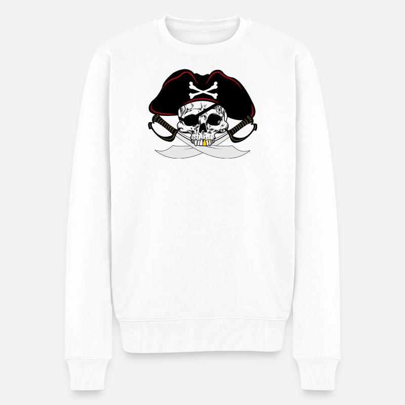 Pirat mit goldenem Zahn - Männer Premium Bio Pullover - Weiß