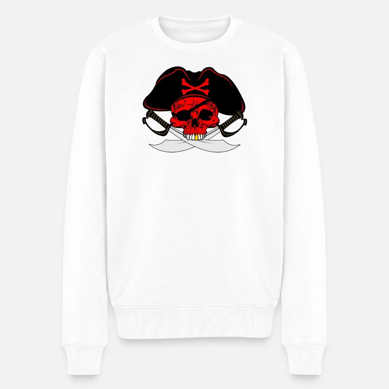 Roter Pirat - Männer Premium Bio Pullover - Weiß