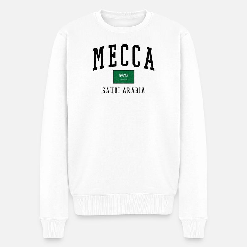 Mecca Saudi Arabien Flagge Design - Männer Premium Bio Pullover - Weiß