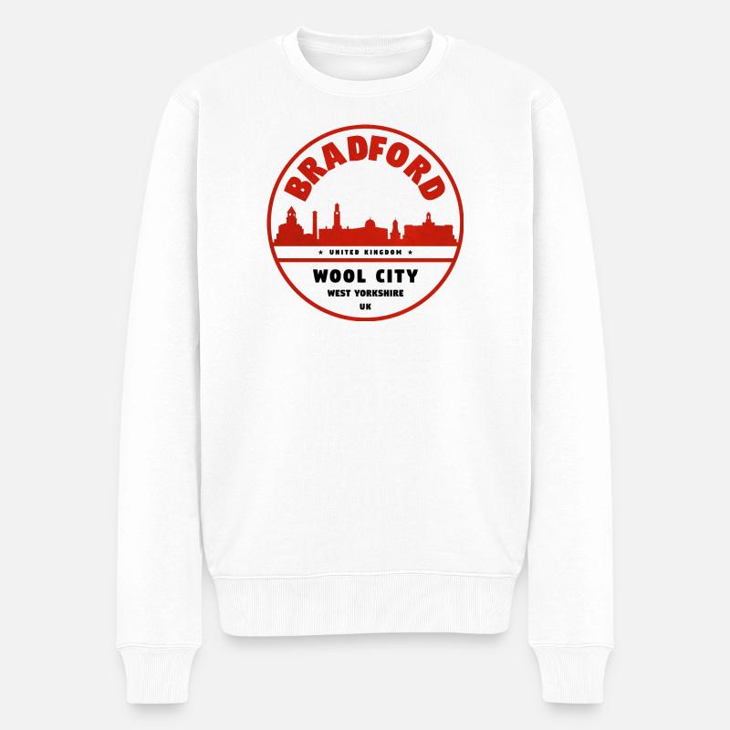 Bradford Skyline-Stempel - Männer Premium Bio Pullover - Weiß