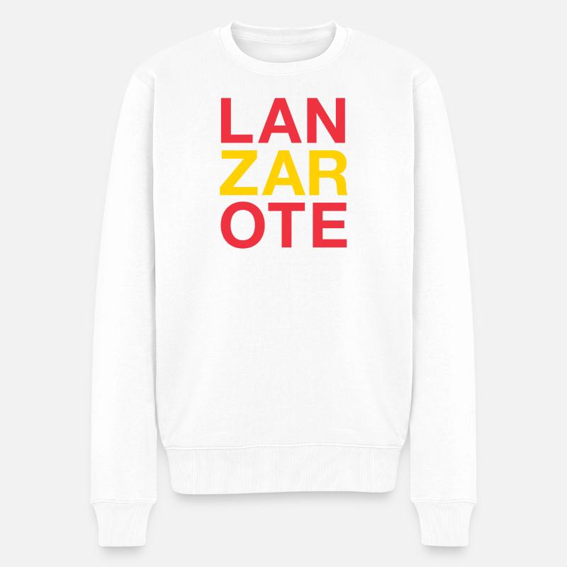 LANZAROTE Spain Espana Spanien Spanish Flag - Männer Premium Bio Pullover - Weiß