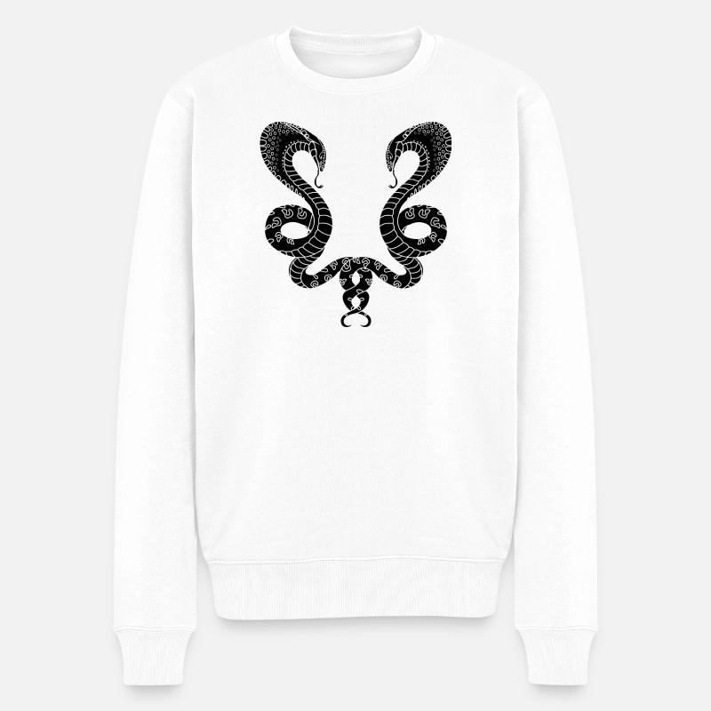 Zwei schwarze Schlangen - Männer Premium Bio Pullover - Weiß