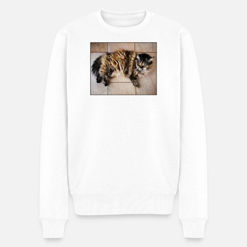Kitty Cat - Männer Premium Bio Pullover - Weiß