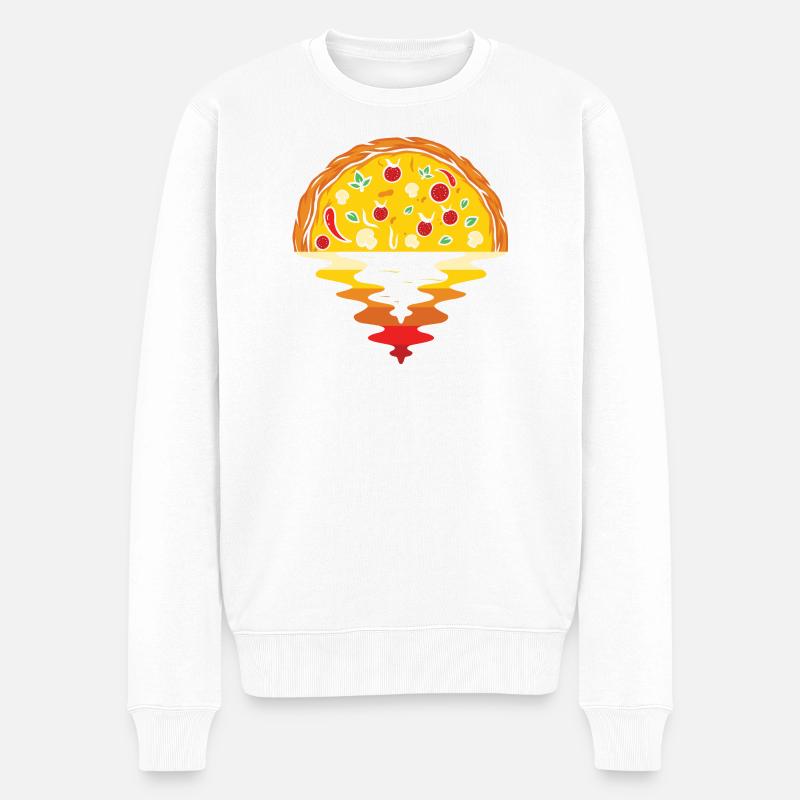 Pizza Sonnenuntergang – Meer Ästhetik Design - Männer Premium Bio Pullover - Weiß