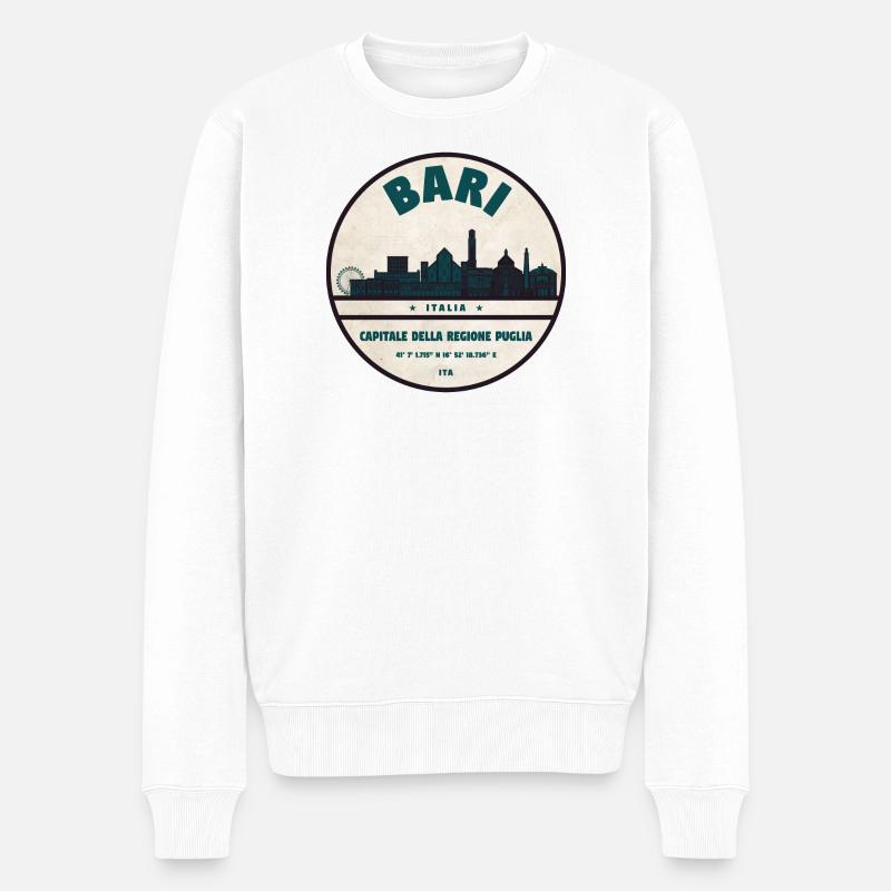 Bari Italia Skyline Emblem - Männer Premium Bio Pullover - Weiß