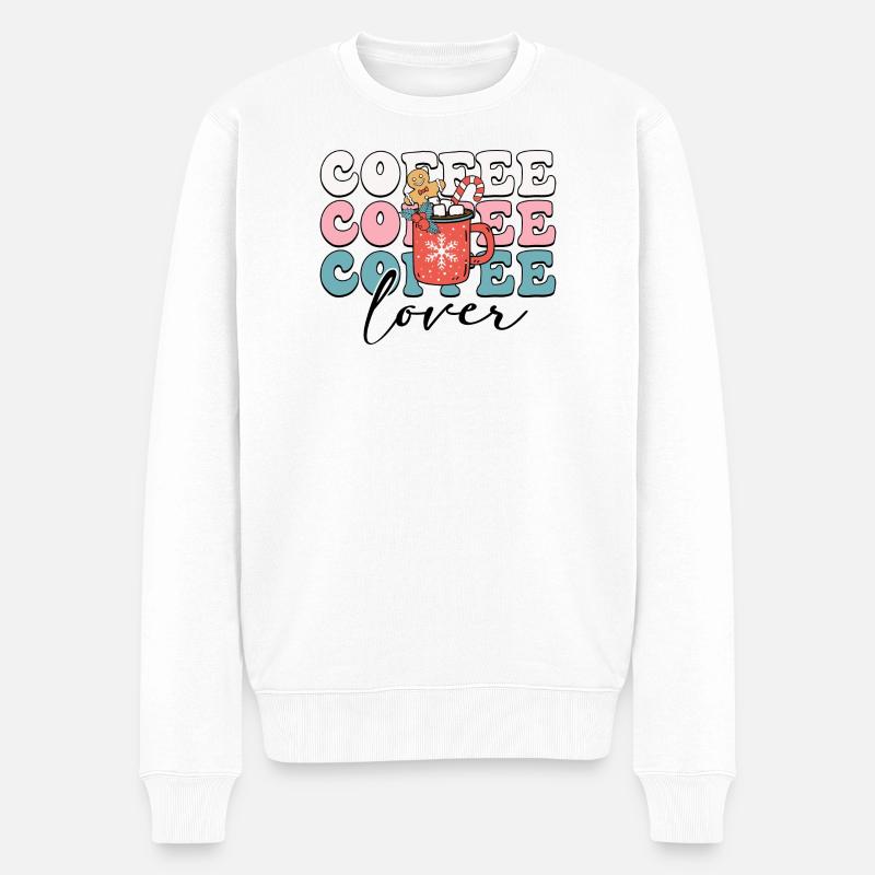 Kaffeeliebhaber - Männer Premium Bio Pullover - Weiß