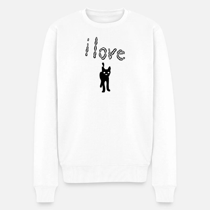 ICH LIEBE KATZEN - Männer Premium Bio Pullover - Weiß