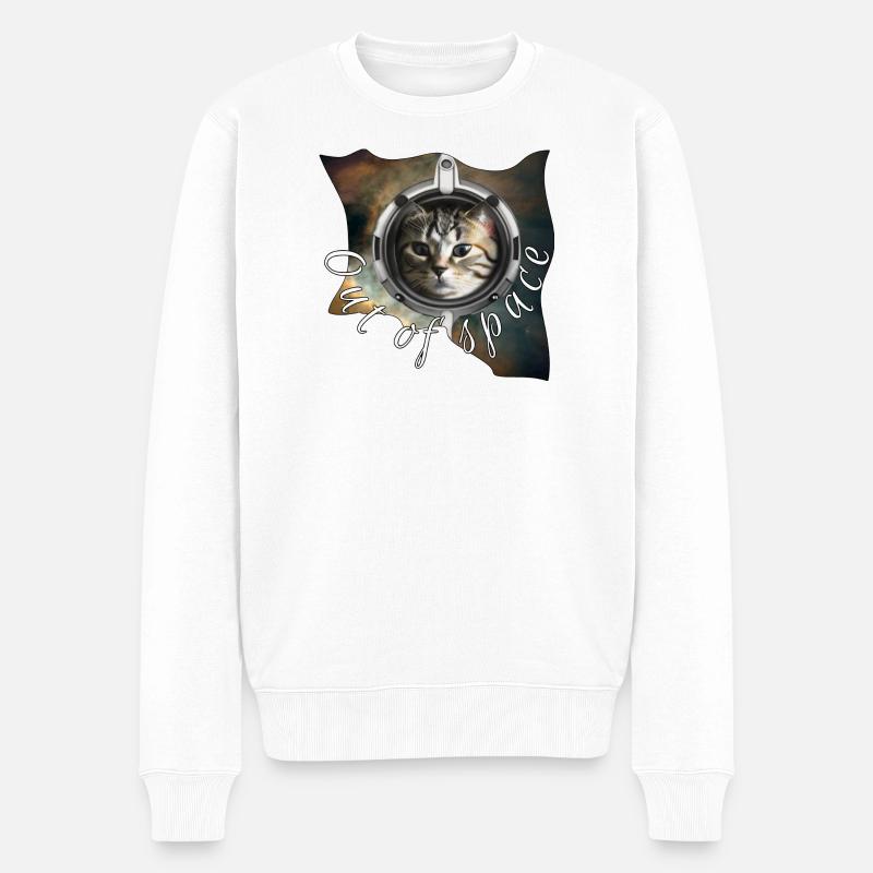 Weltraumkatze im Helm - Männer Premium Bio Pullover - Weiß