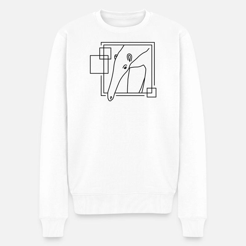 Ameisenbär in geometrischer Form - Line-Art-Design - Männer Premium Bio Pullover - Weiß
