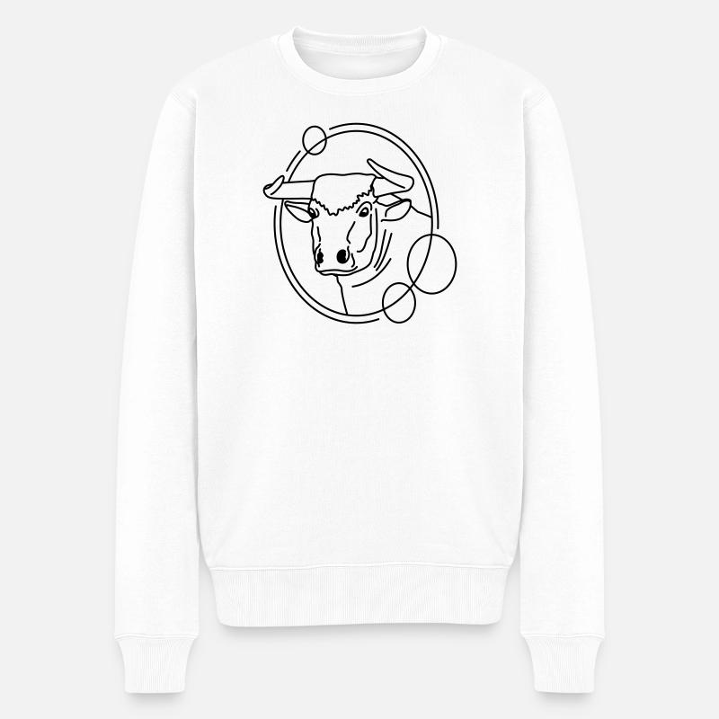 Stier in geometrischer Form - Line-Art-Design - Männer Premium Bio Pullover - Weiß