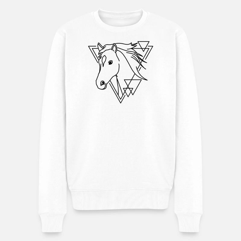 Cheval en forme géométrique - Conception d’art au trait - Pull Premium bio Homme - blanc