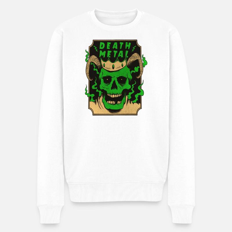Death Metal Design - Männer Premium Bio Pullover - Weiß