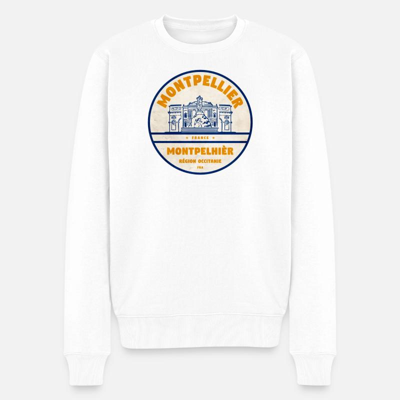 Montpellier Occitanie Vintage Badge - Männer Premium Bio Pullover - Weiß