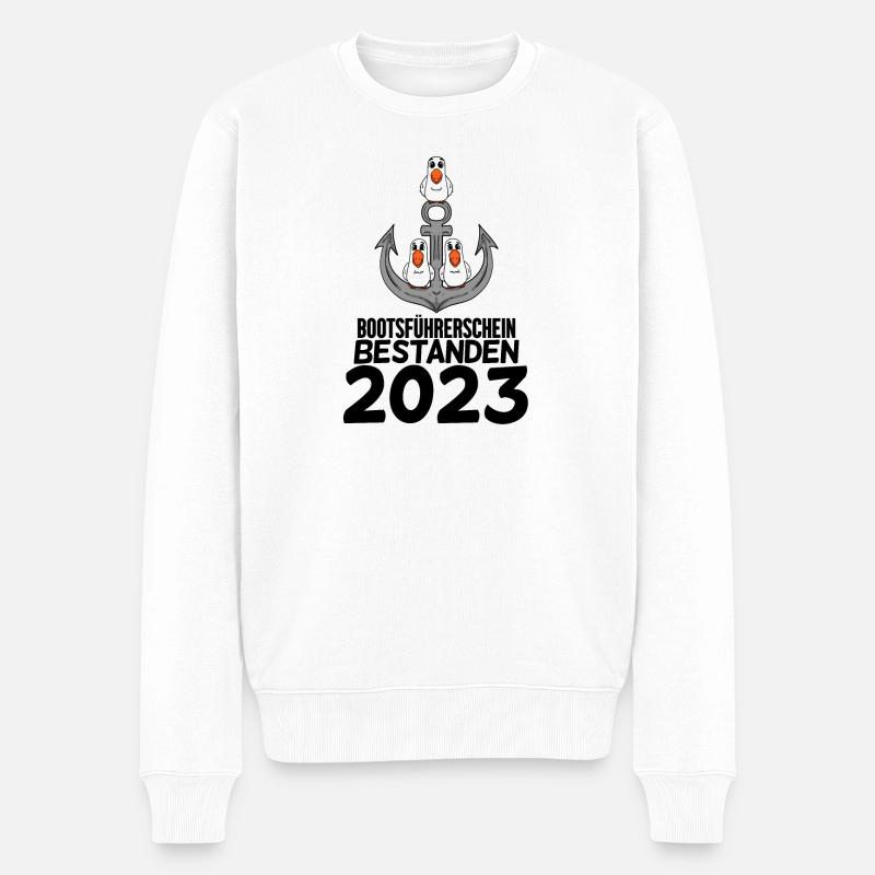 Bootsführerschein 2023 Motorboot Geschenk - Männer Premium Bio Pullover - Weiß