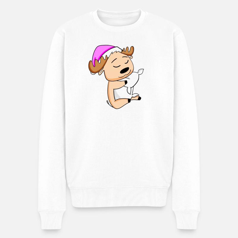 Elch - Männer Premium Bio Pullover - Weiß