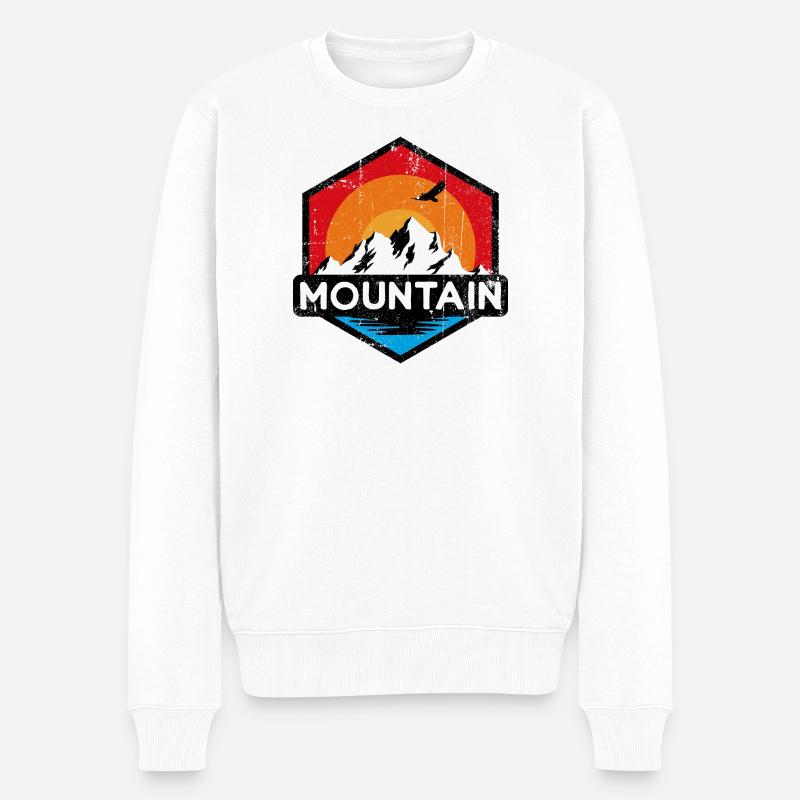 Berg-Retro - Männer Premium Bio Pullover - Weiß
