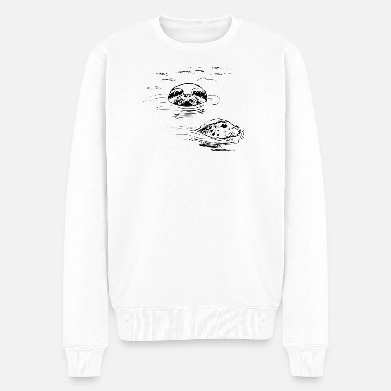 handgezogene Siegel, Shetland - Männer Premium Bio Pullover - Weiß