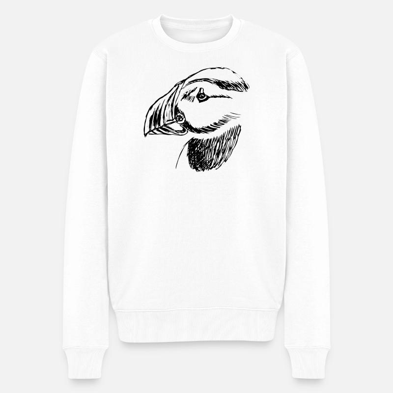 Oiseau macareux dessiné à la main - Pull Premium bio Homme - blanc