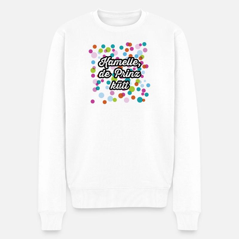 Kamelle de Prinz kütt zu Karneval - Männer Premium Bio Pullover - Weiß
