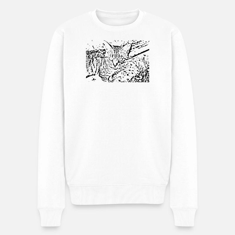 chat chaton noir mignon - Pull Premium bio Homme - blanc