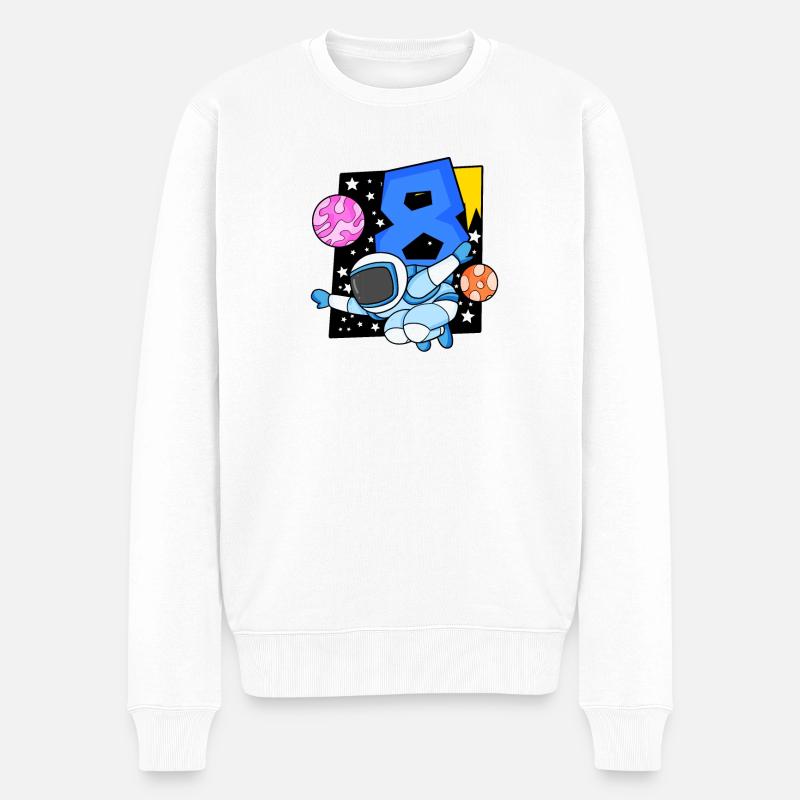 8 Jahre alt Junge Astronaut - Männer Premium Bio Pullover - Weiß