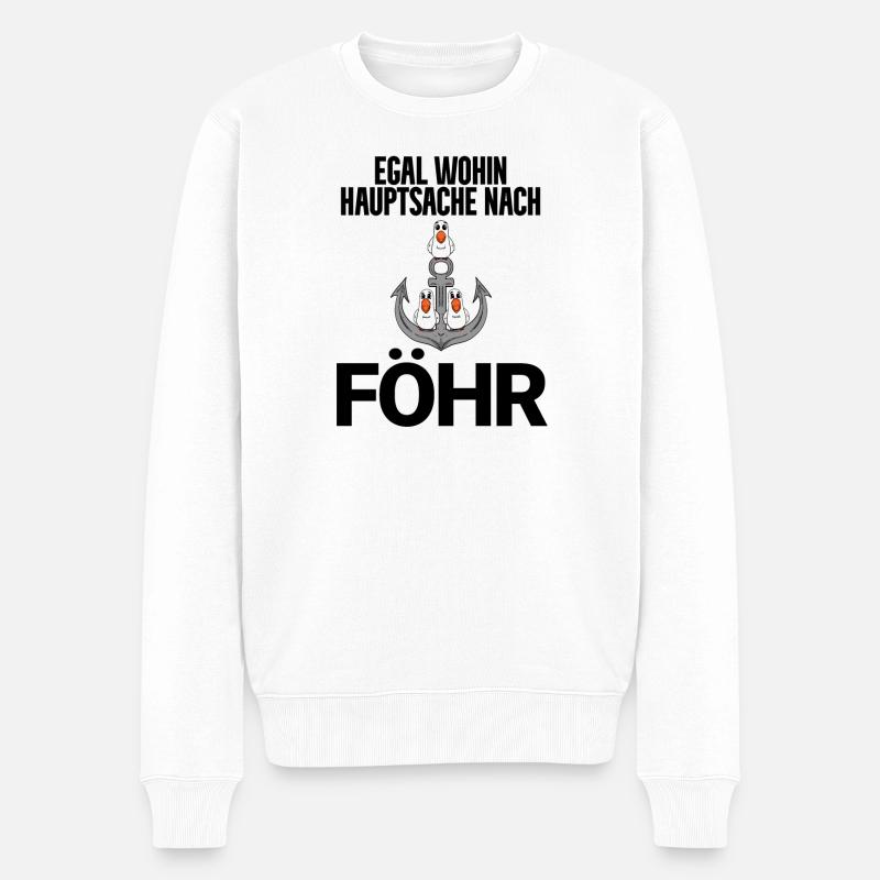 Nordsee Föhr - Männer Premium Bio Pullover - Weiß
